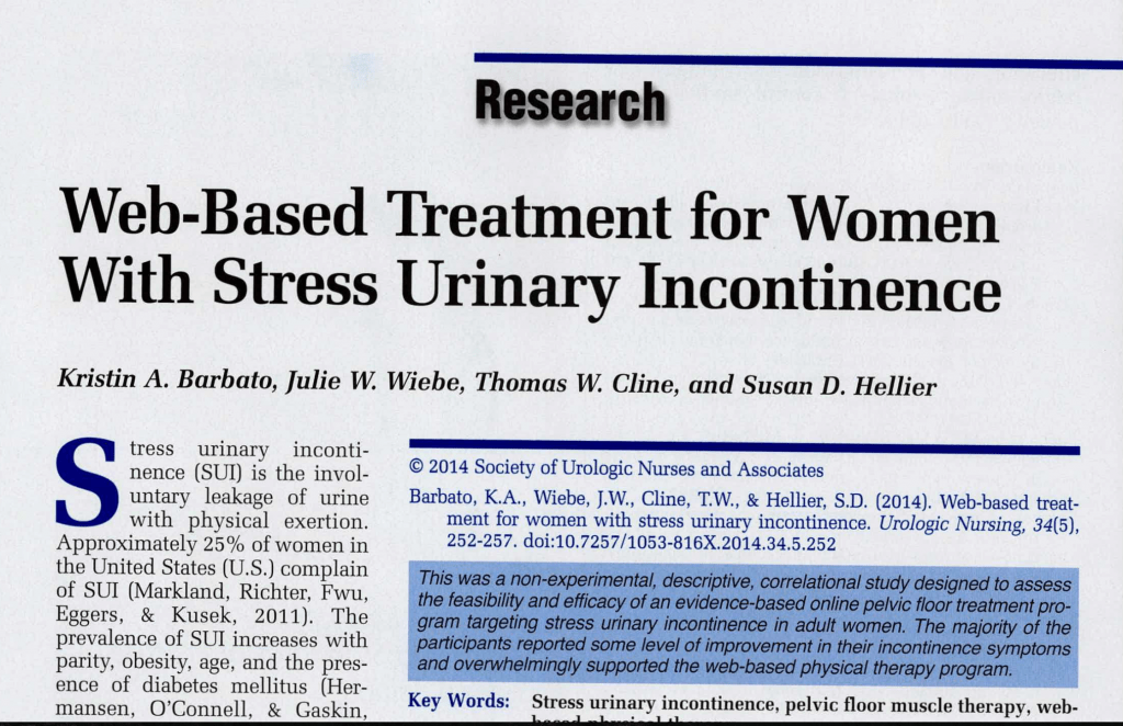 Web-Based Treatment for Women with Stress Urinary Incontinence - Julie ...